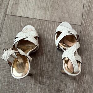 Coach Cream Textured Strappy Heels